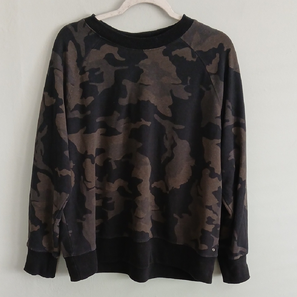 PrAna Women's Camouflage  Crew Neck Sweatshirt Black & Gray Size XL